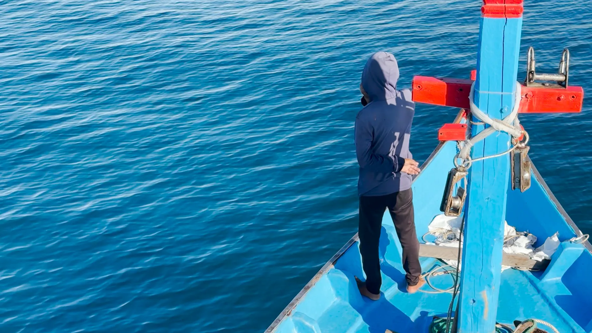 Ngư dân phải dõi mắt theo từng đàn chim biển, bóng nước lấp lánh hay gợn sóng bất thường để xác định sự có mặt của cá. IMG_2293.MOV.00_00_01_09.Still001.jpg