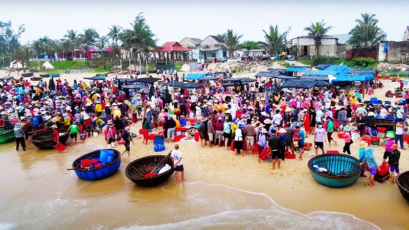 Chợ cá Tam Tiến chỉ họp vào mùa hè.