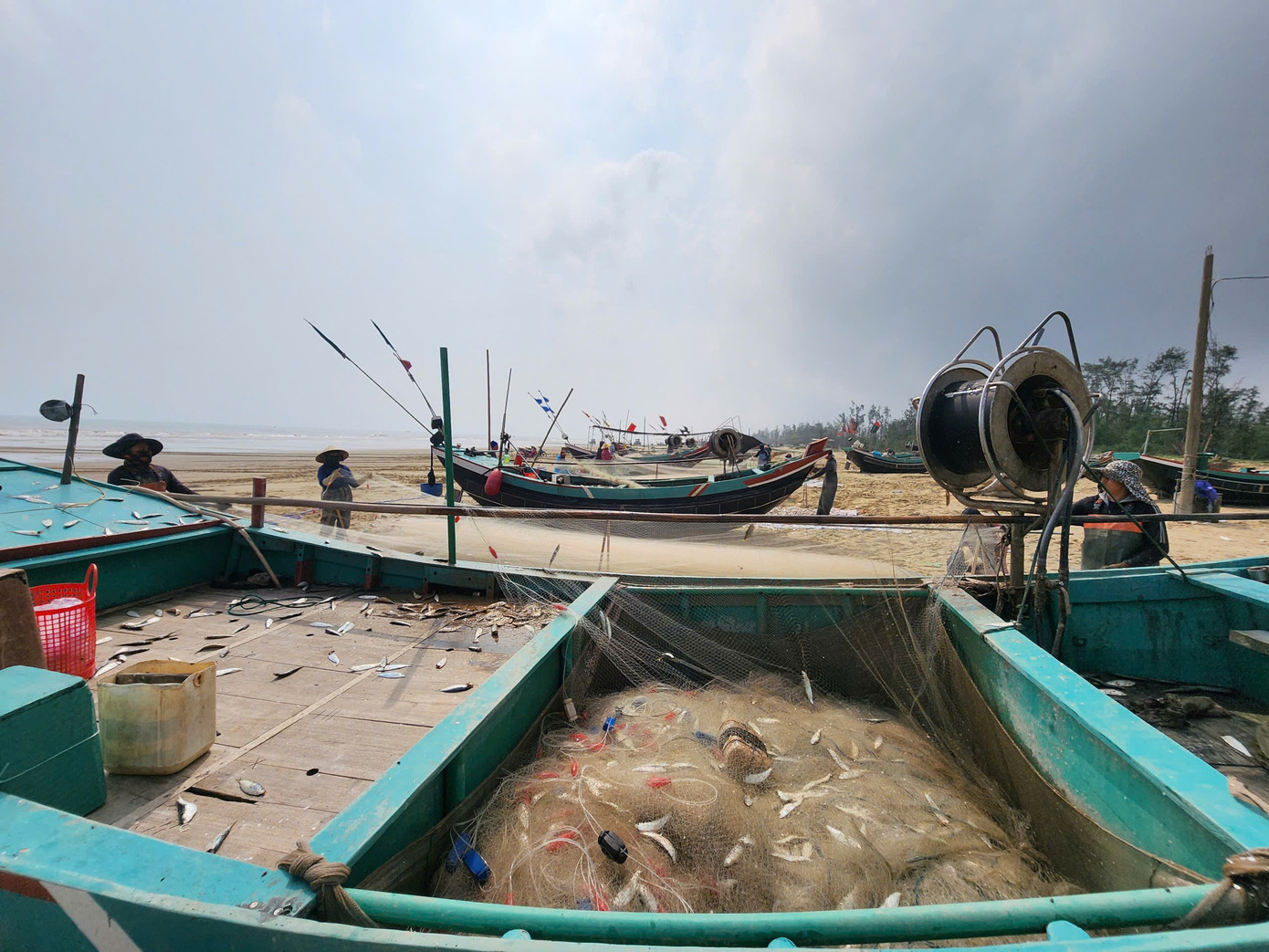 Đại diện chính quyền xã Đồng Tiến (Hà Tĩnh) cho biết, thời điểm này đang vào mùa khai thác cá trích của ngư dân địa phương. Những ngày gần đây, nhờ thời tiết thuận lợi và xuất hiện nhiều luồng cá gần bờ, bà con vươn khơi đánh bắt liên tiếp trúng đậm cá trích. Sản lượng khá giúp nhiều tàu cá có nguồn thu nhập ổn định sau dịp Tết Nguyên đán. 1049809814331156976.jpg