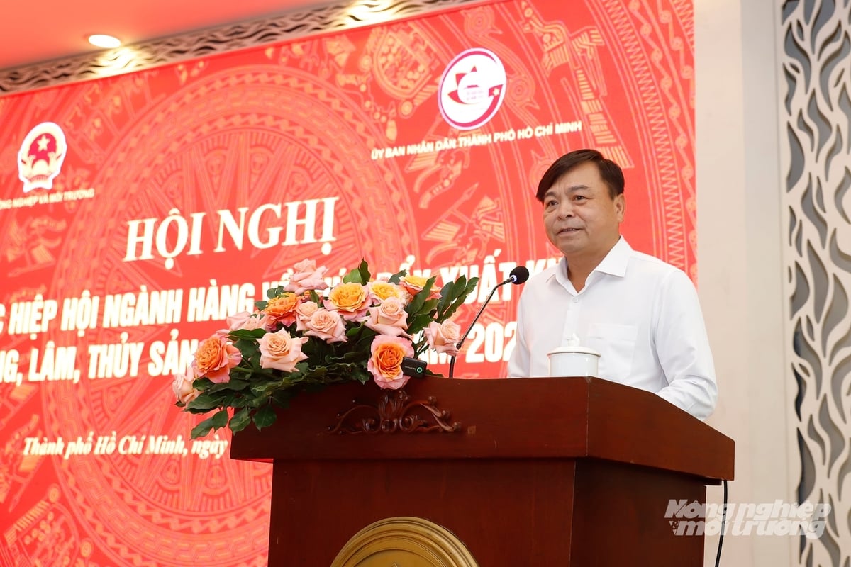 Thứ trưởng Bộ Nông nghiệp và Môi trường Nguyễn Hoàng Hiệp phát biểu tại Hội nghị. Ảnh: Khương Trung.