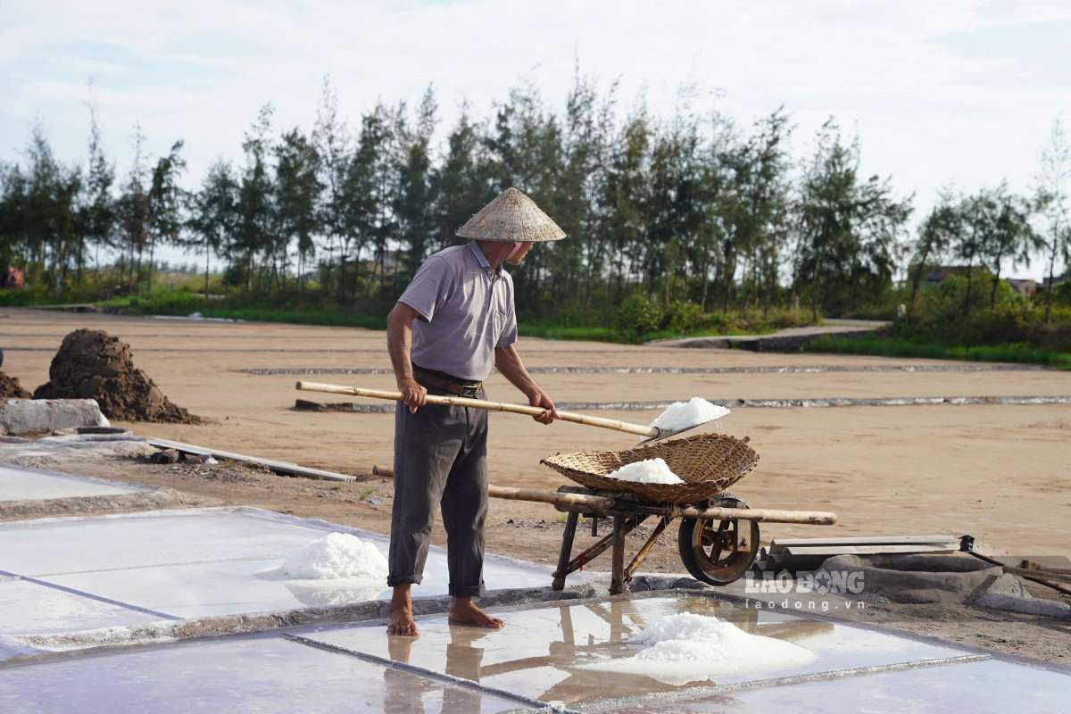 Hơn nửa đời người gắn bó với nghề làm muối, bà Mai Thị Thu (55 tuổi, diêm dân xã Bạch Long) cho biết, do vùng biển Giao Thủy nằm gần cửa sông nên nước biển có độ mặn thấp, diêm dân phải phơi, lọc cát để tăng độ mặn trước khi làm muối. Sau quãng nghỉ trưa ngắn ngủi, giữa cái nắng gay gắt và hơi mặn hắt lên bỏng rát, bà cùng nhiều diêm dân lại tất bật trở ra đồng để hoàn thành những công đoạn cuối của một ngày làm muối.