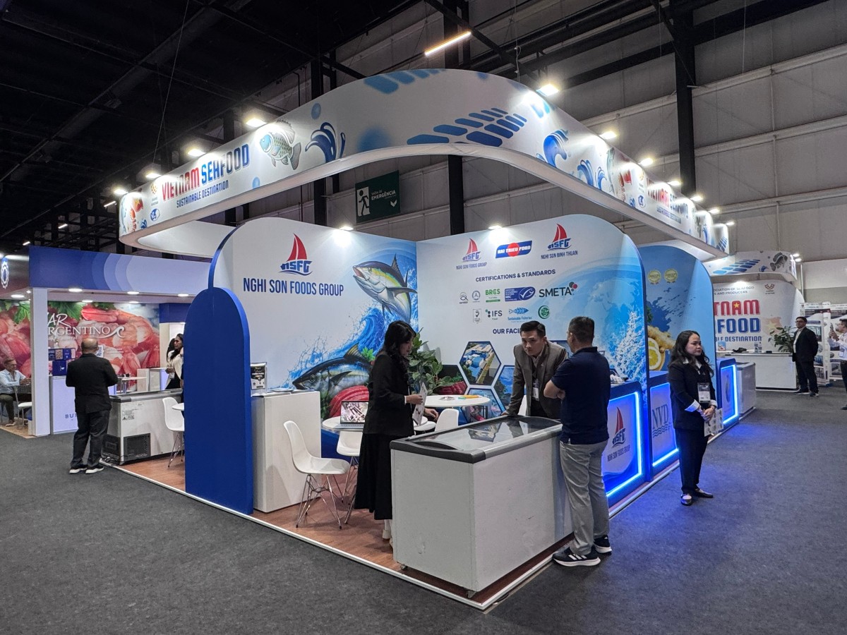 Gian hàng của một doanh nghiệp thủy sản Việt Nam tại Seafood Show Latin America 2026. Ảnh: VASEP.